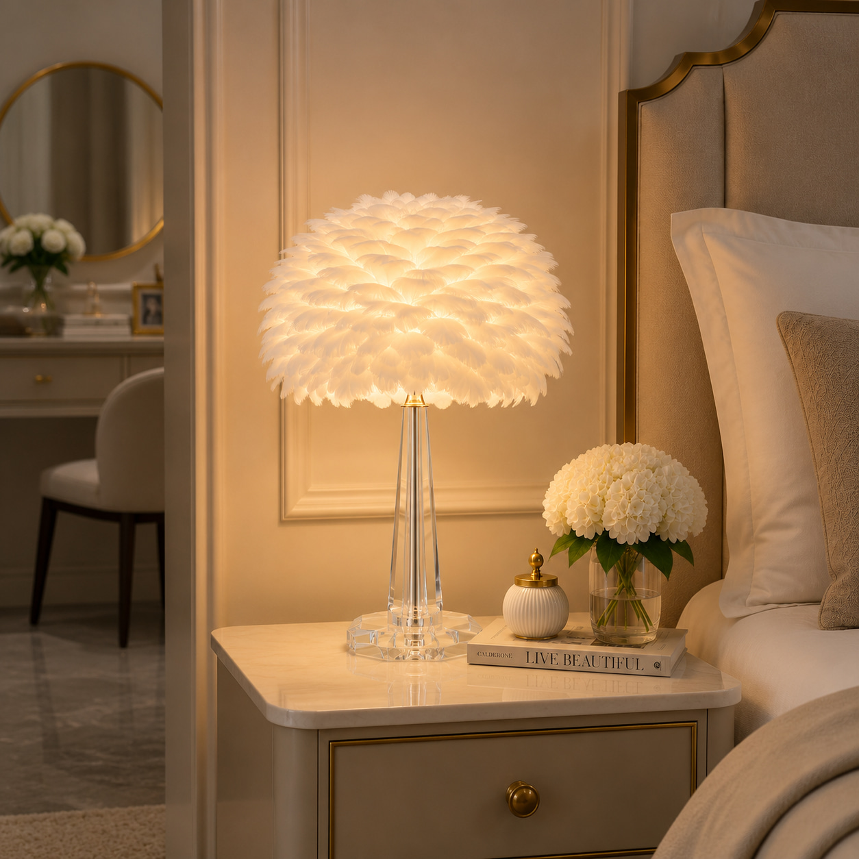 Cloud Feather Crystal Table Lamp
