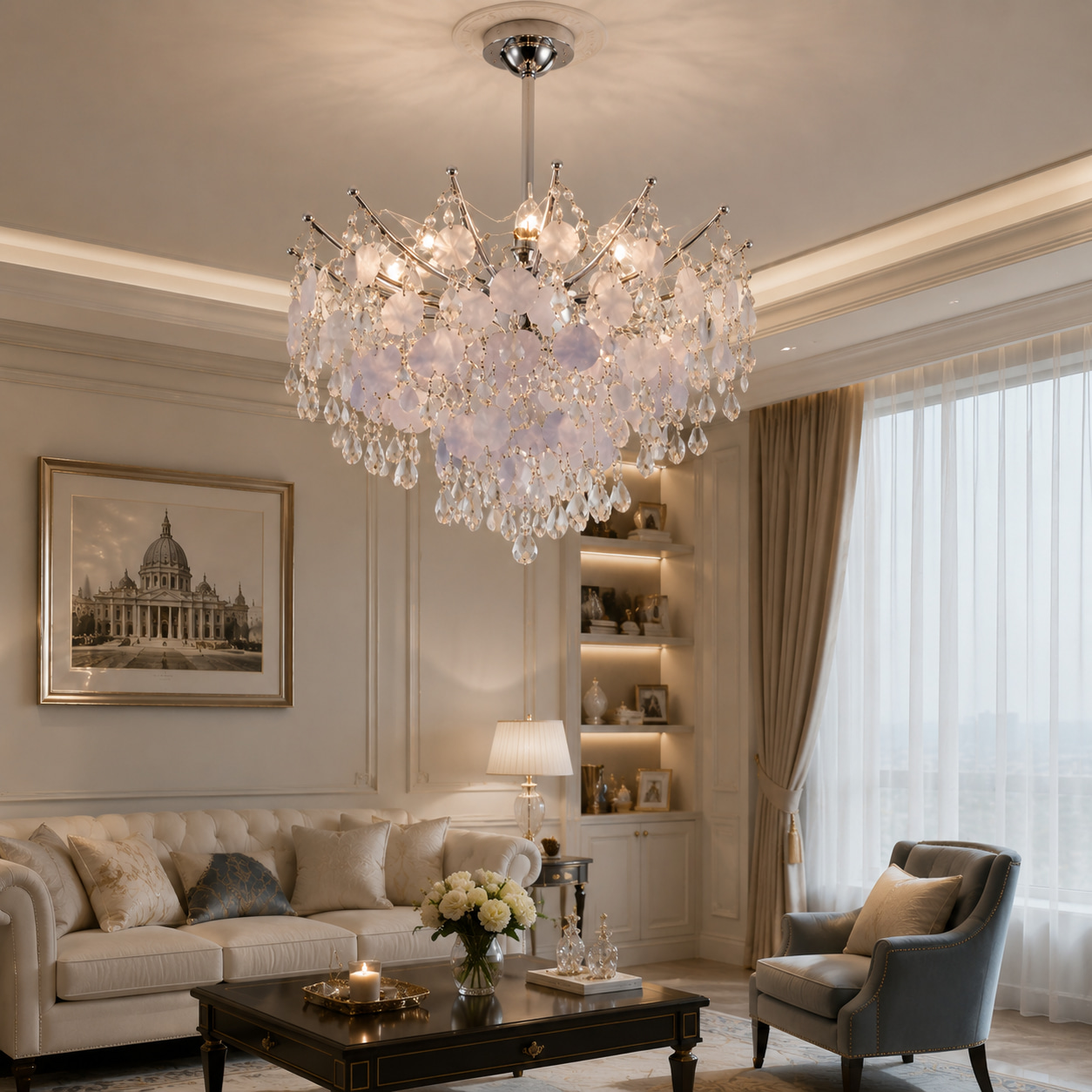 Shell Slice Crystal Chandelier