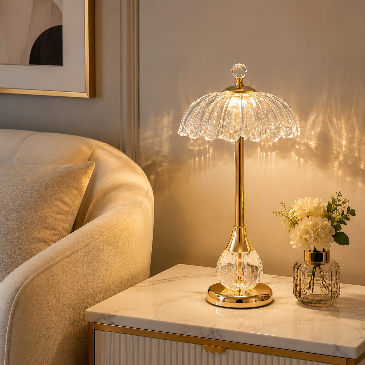Crystal Petal Crown Table Lamp