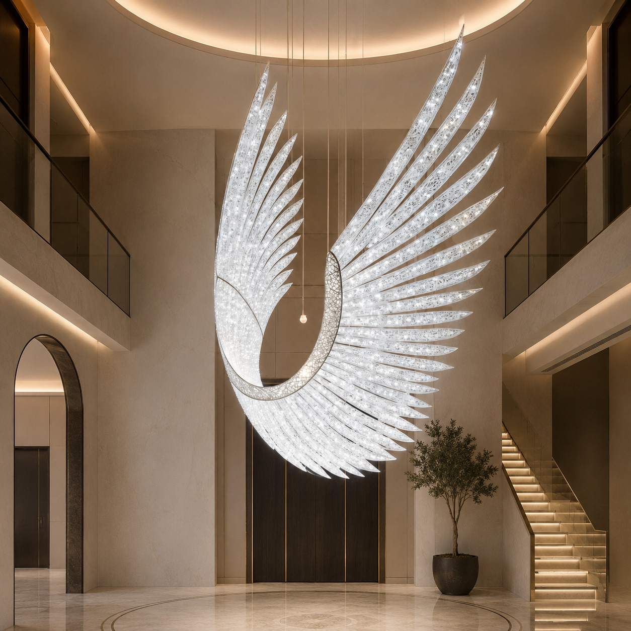 Flowing Crystal Wing Chandelier