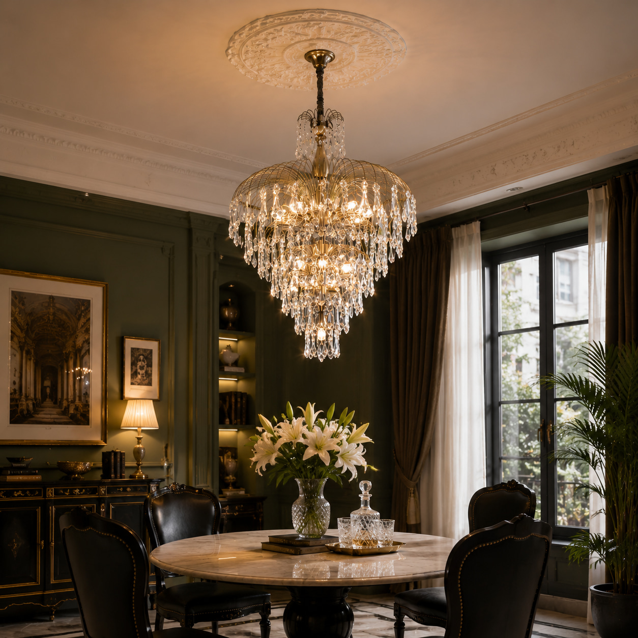 Double-Layer Umbrella Gold Crystal Chandelier