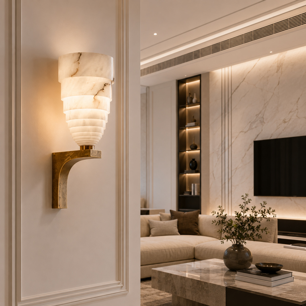Veined Tiered Stone Wall Light