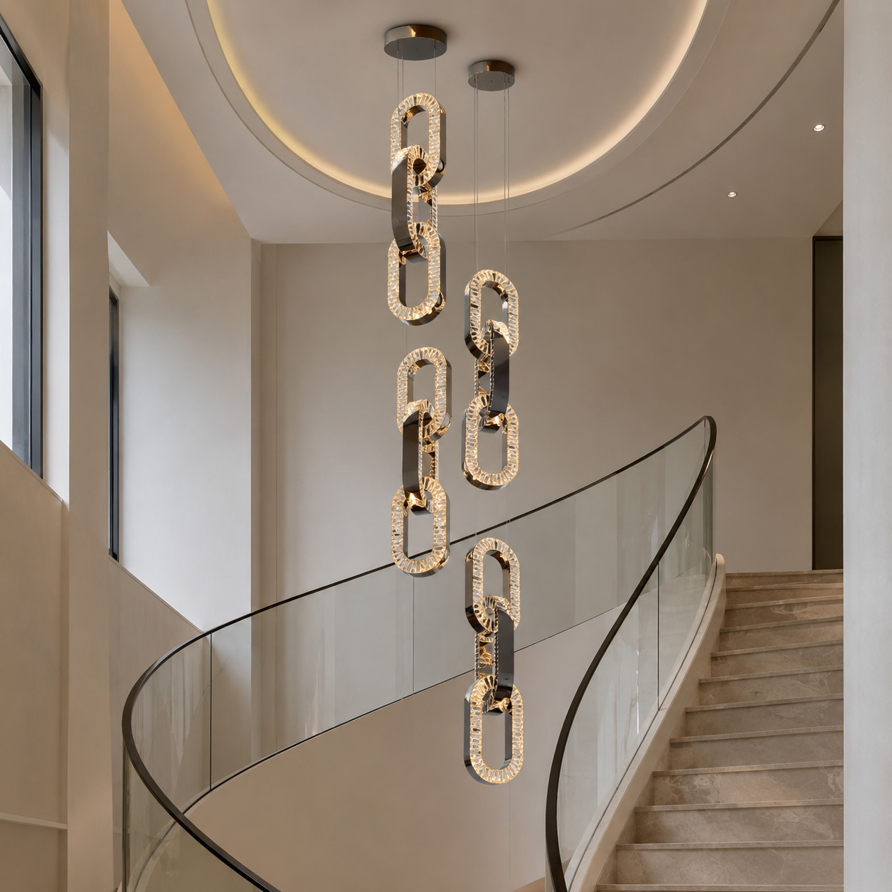 Black Gold Crystal Chain Chandelier