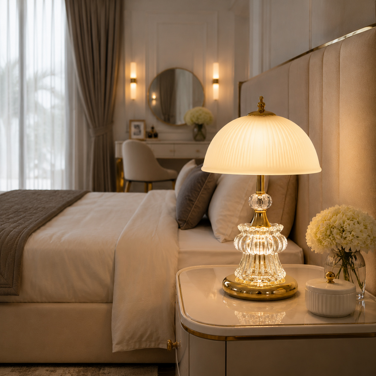 Petal Crystal Dome Table Lamp