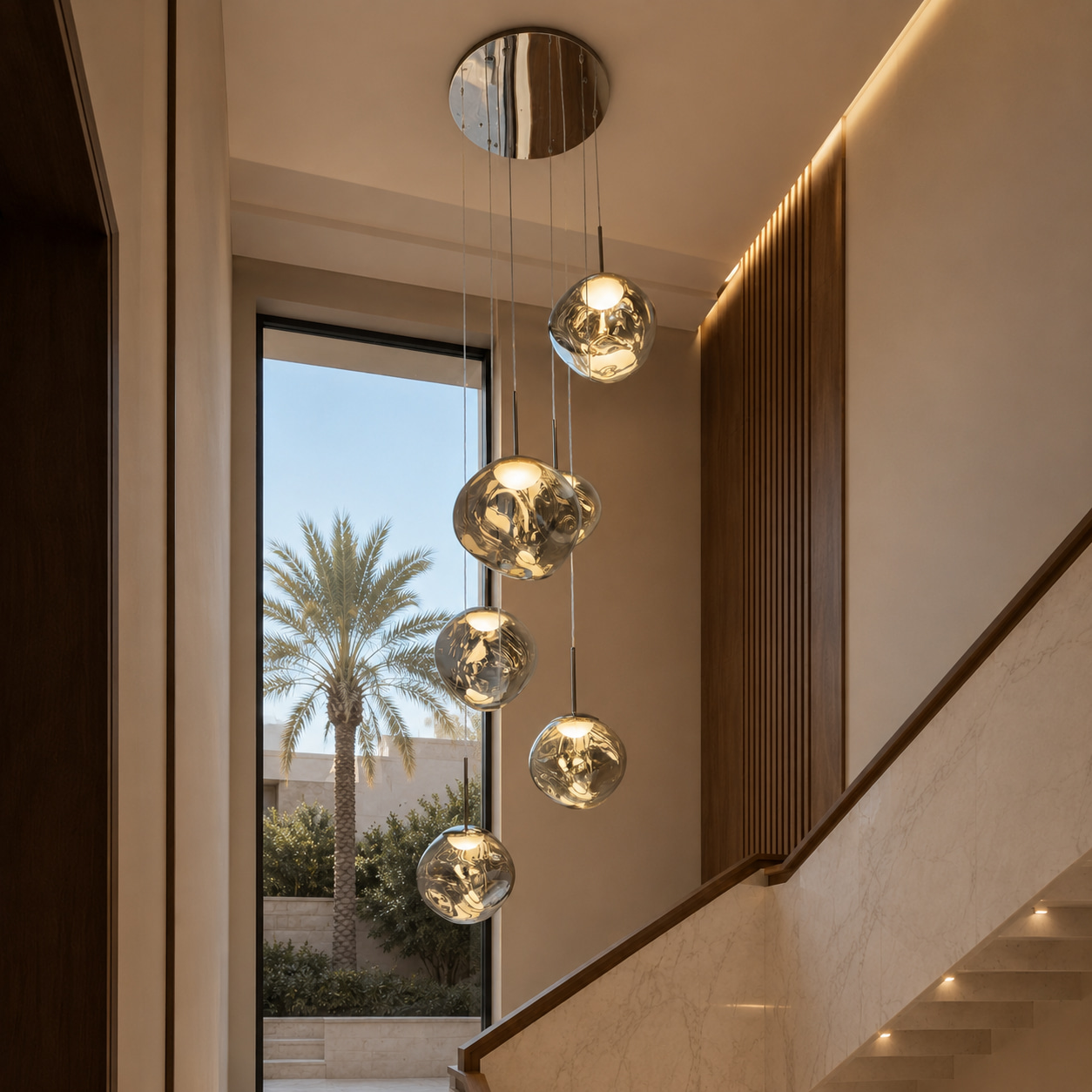 Smoked Glass Globe Chandelier