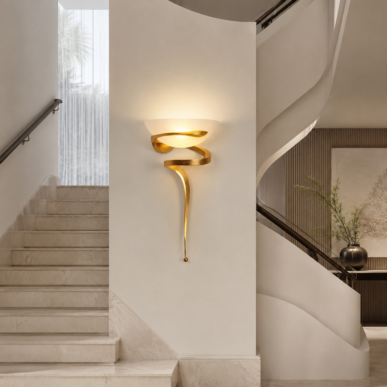 Gilded Ribbon Sculptural Wall Light