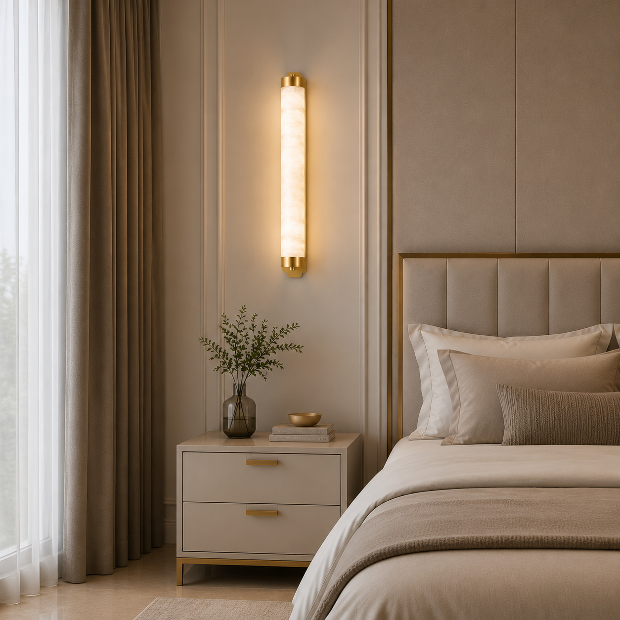 Gilded Veined Column Wall Light