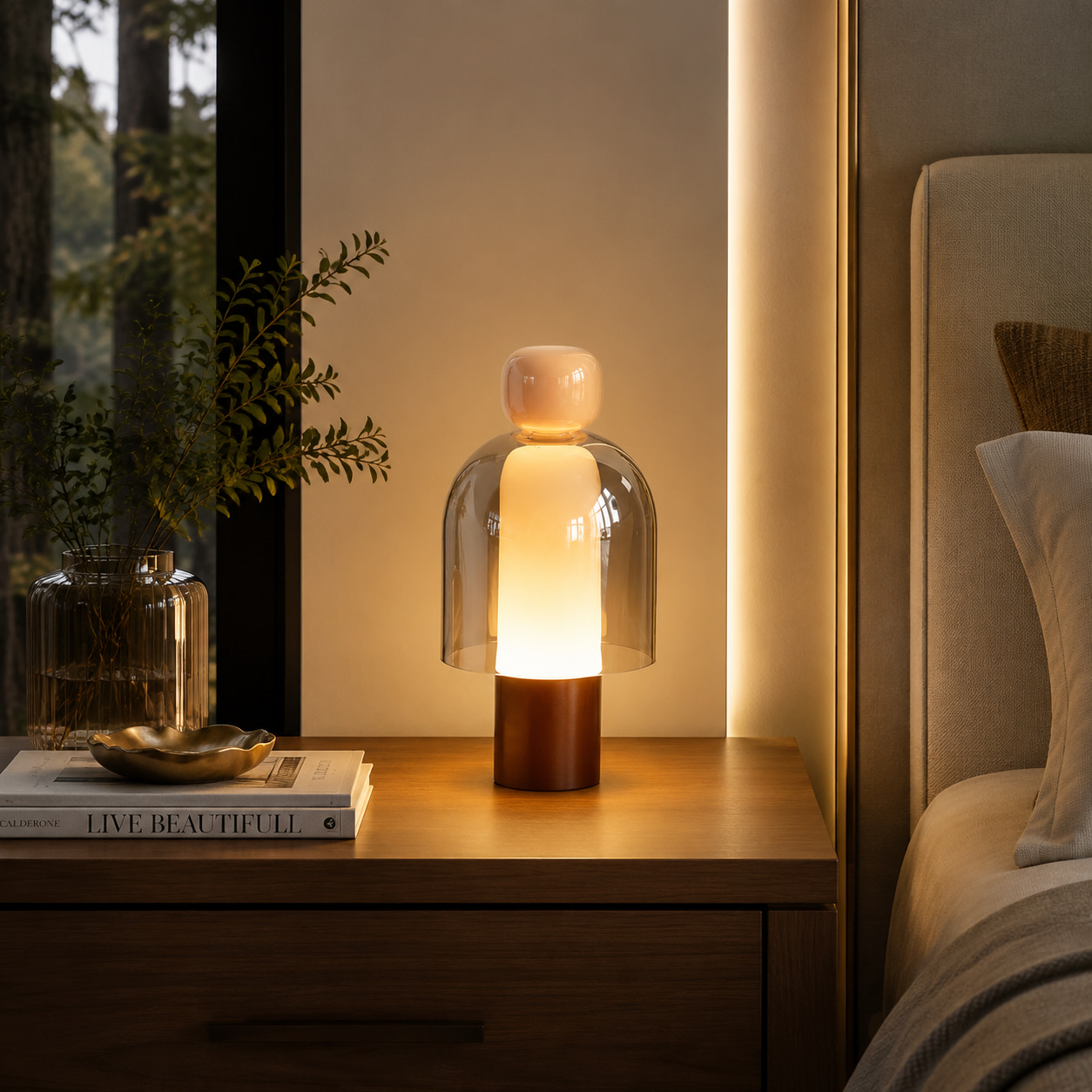 Smoked Glass Ambient Table Lamp