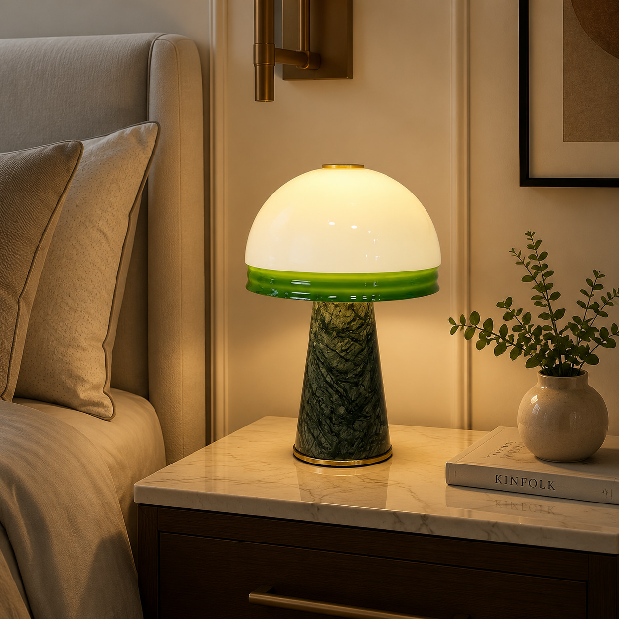Opal Dome Table Lamp in Deep Green