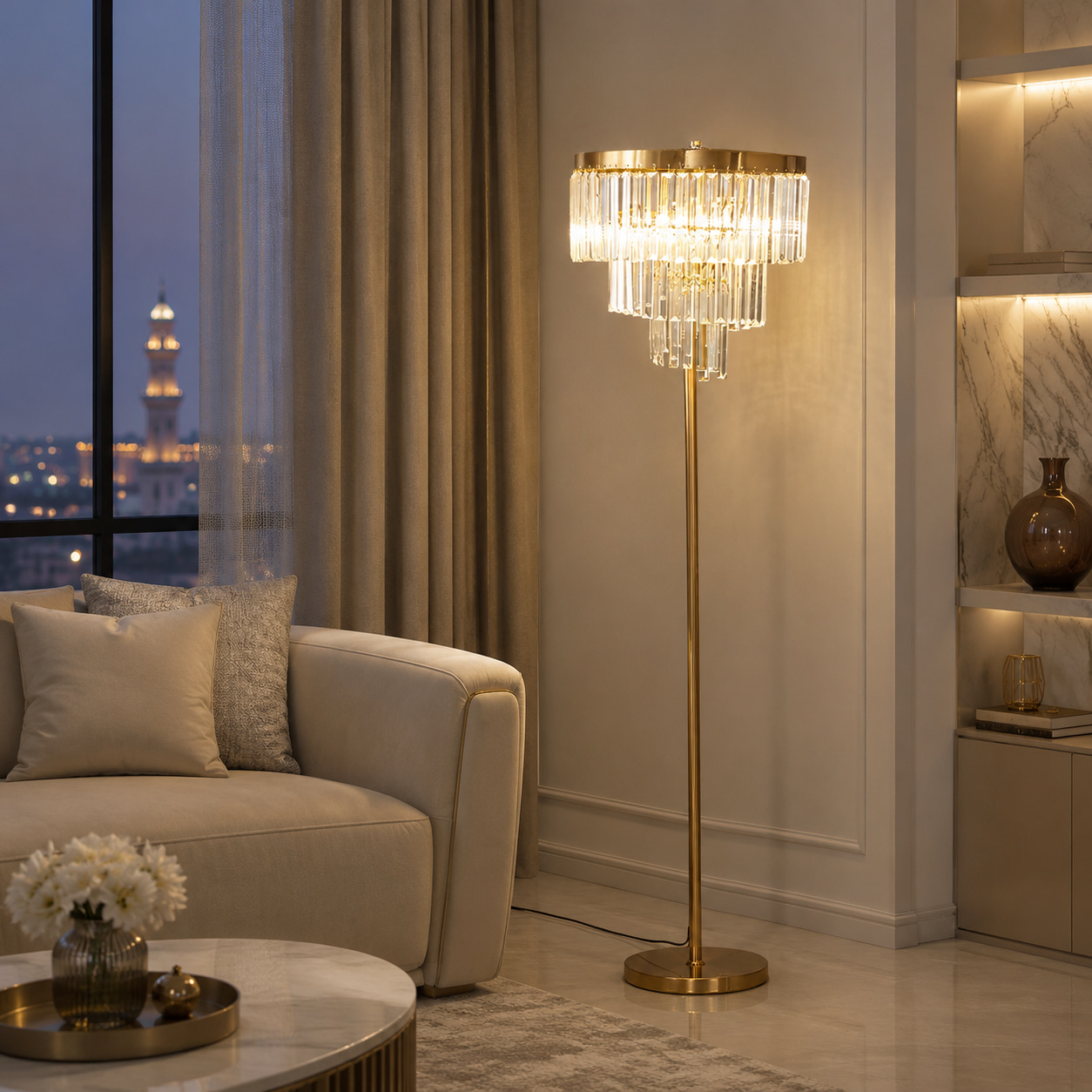 Golden Crystal Floor Lamp