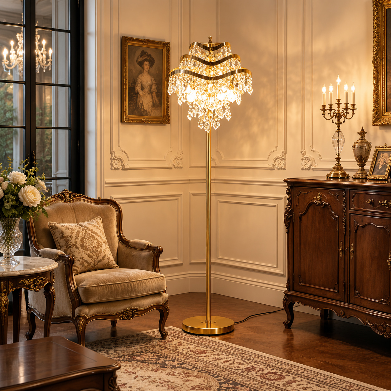 Golden Crystal Floor Lamp