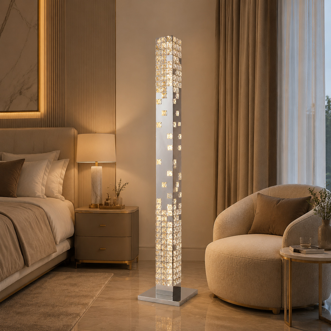 Crystal Grid Floor Lamp