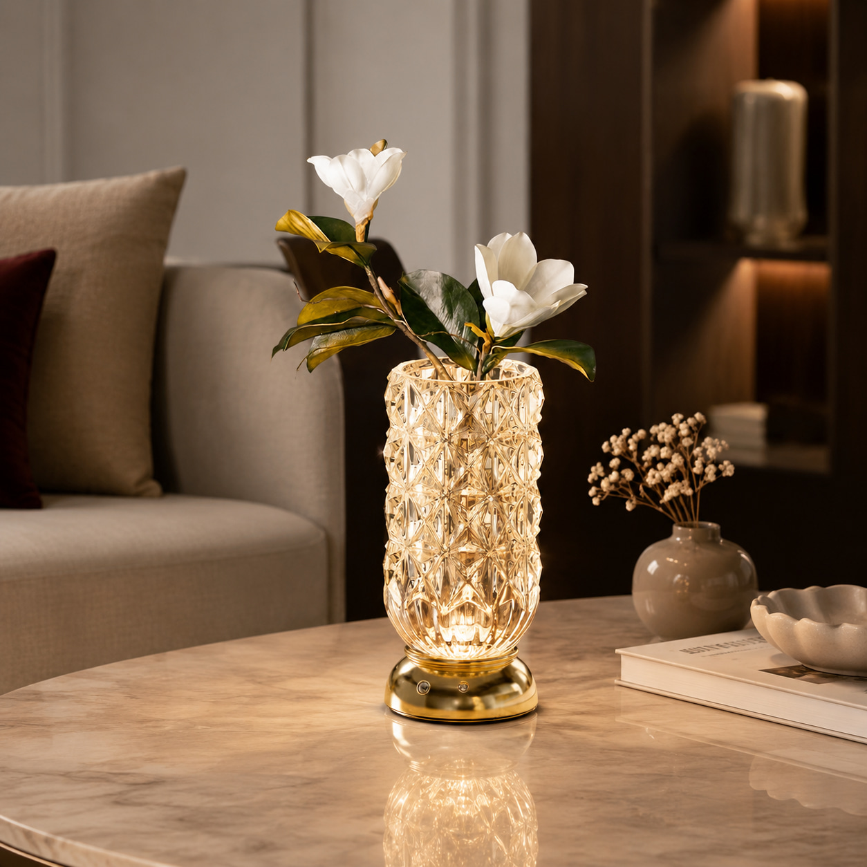 Faceted Crystal Vase Accent Lamp