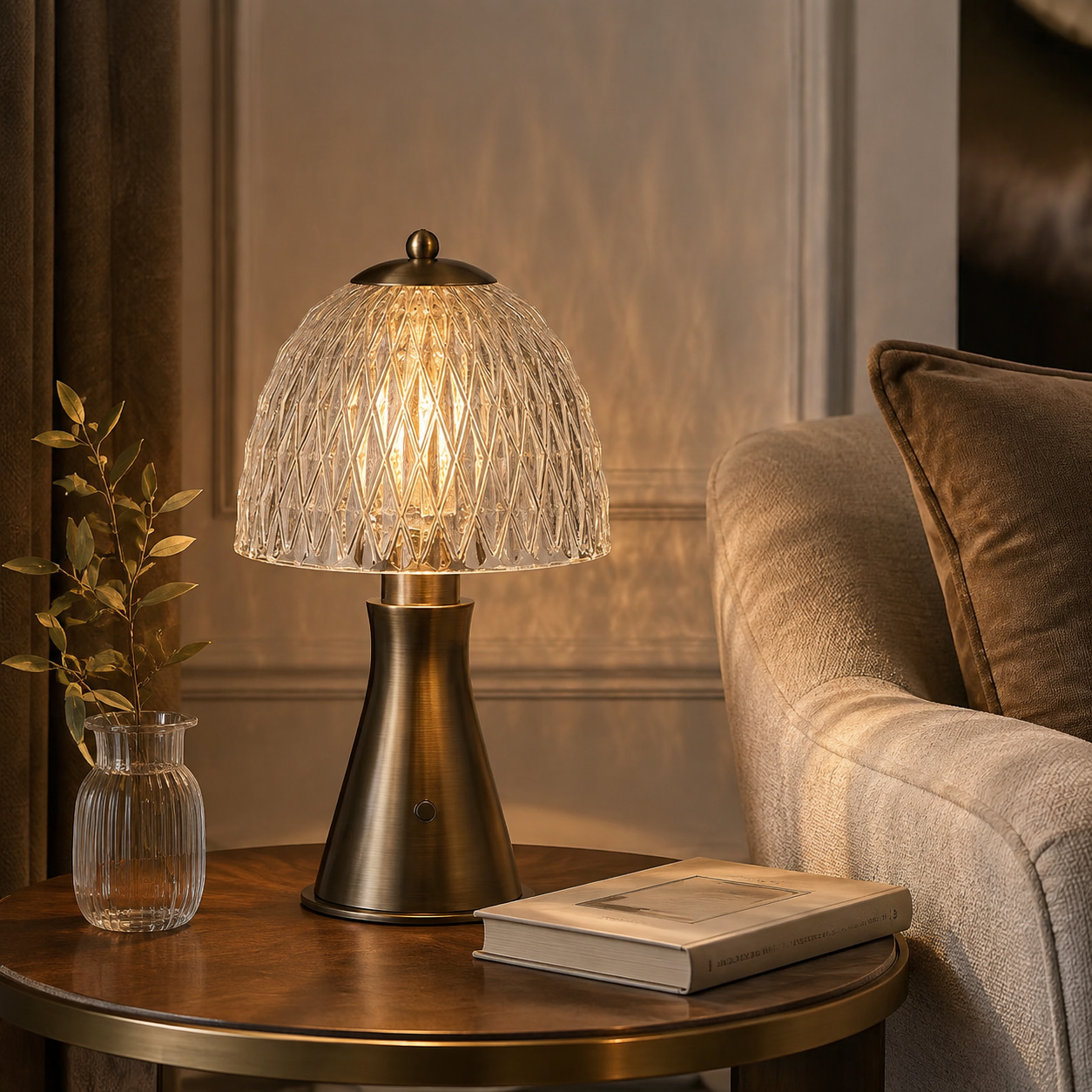Antique Bronze Diamond Dome Table Lamp