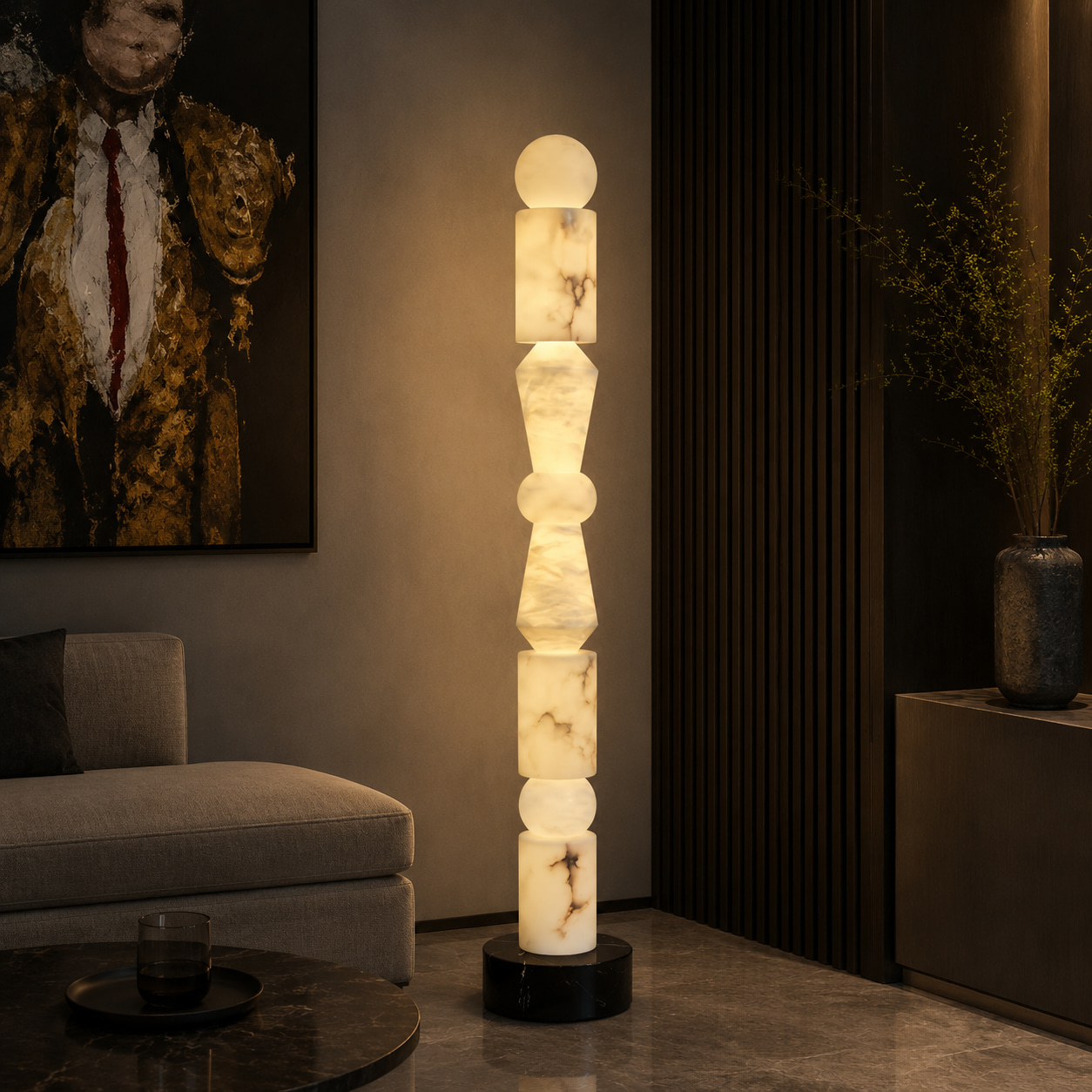 Stacked Geometric Floor Lamp