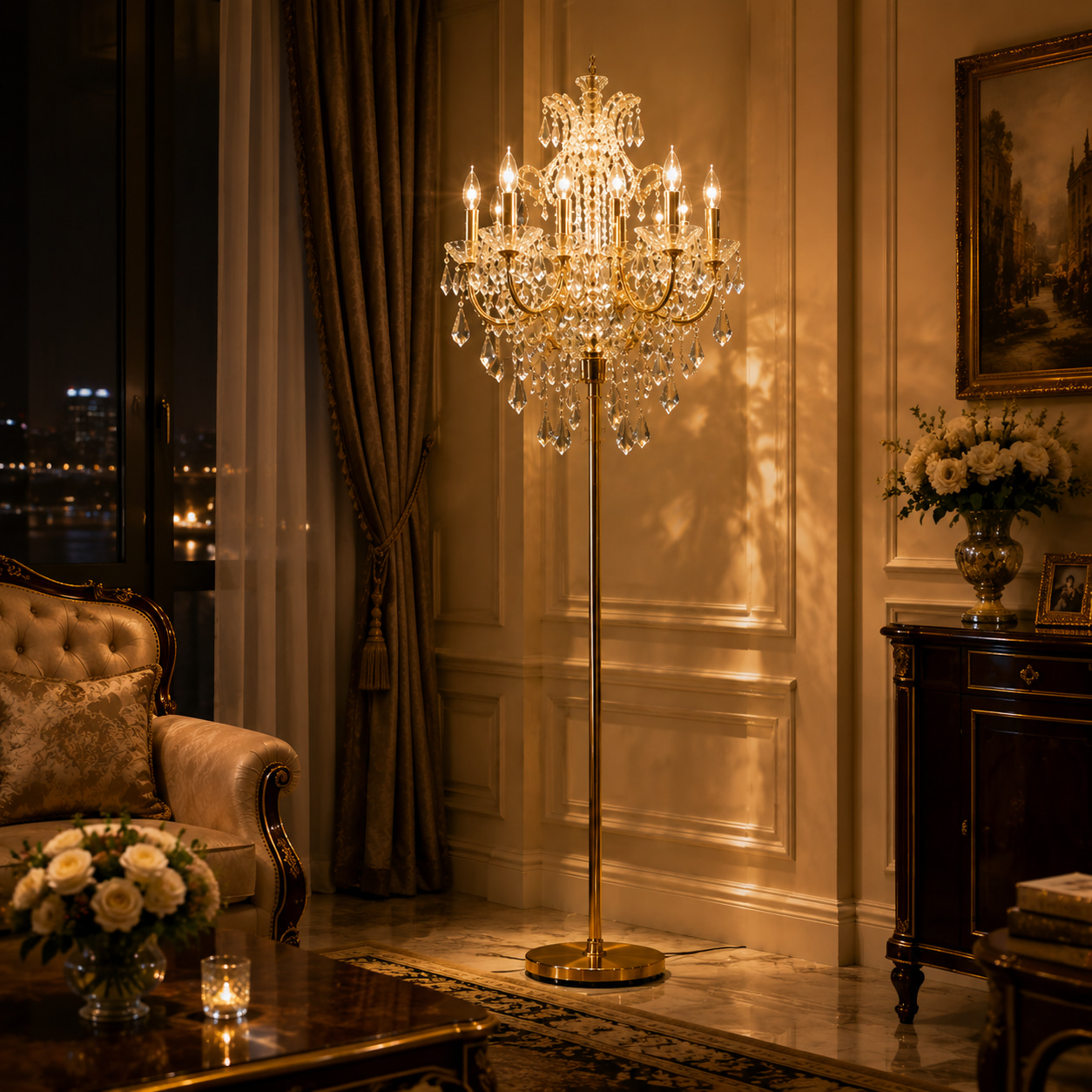 European Crystal Floor Lamp