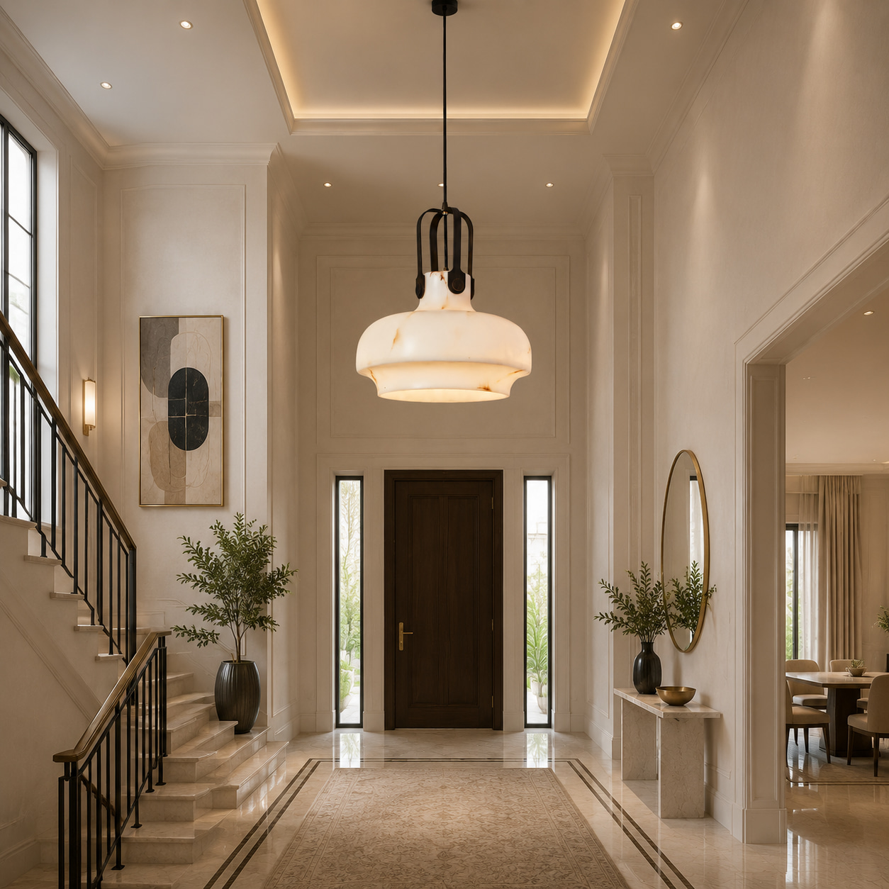 Obsidian Alabaster Pendant Light