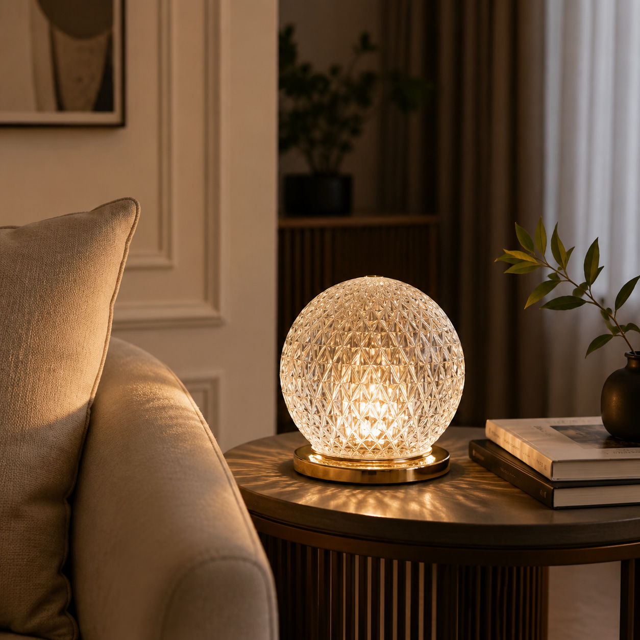 Faceted Crystal Orb Accent Lamp