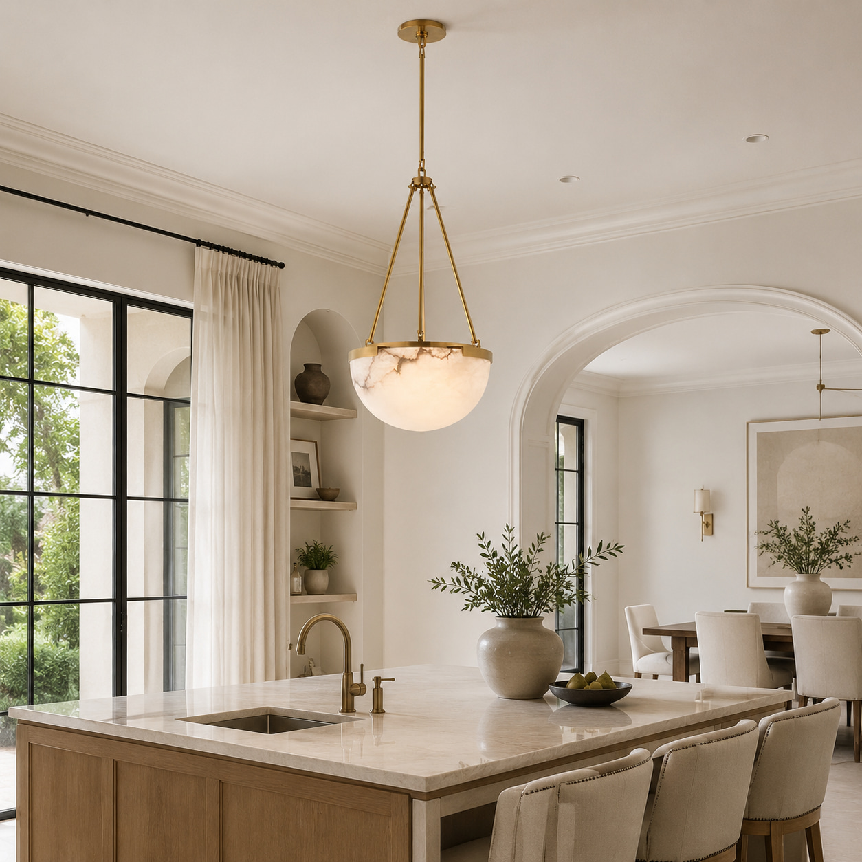 Luna Alabaster Pendant Light