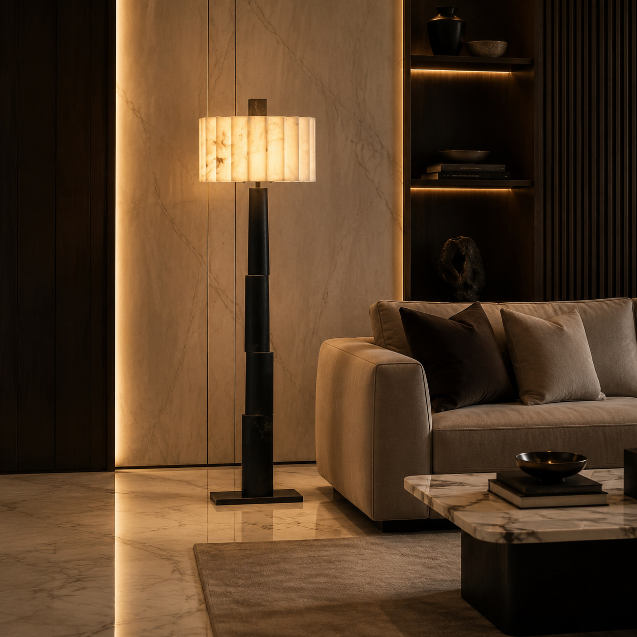 Veined Layered Shade Floor Lamp