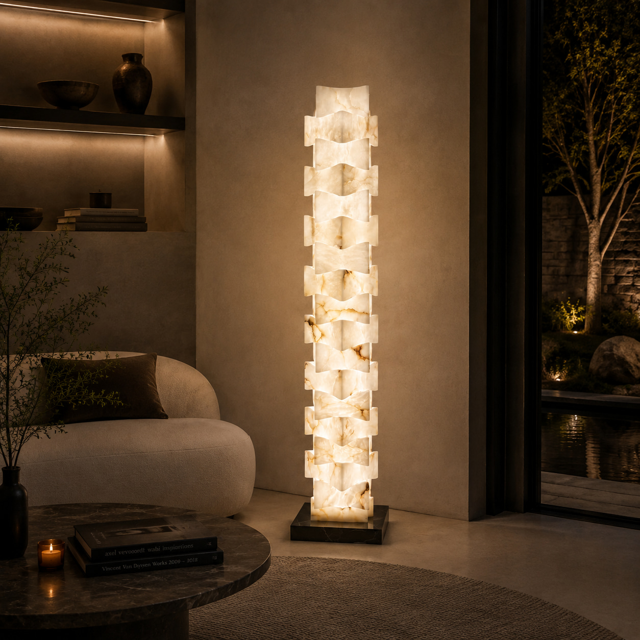 Layered Alabaster Floor Lamp