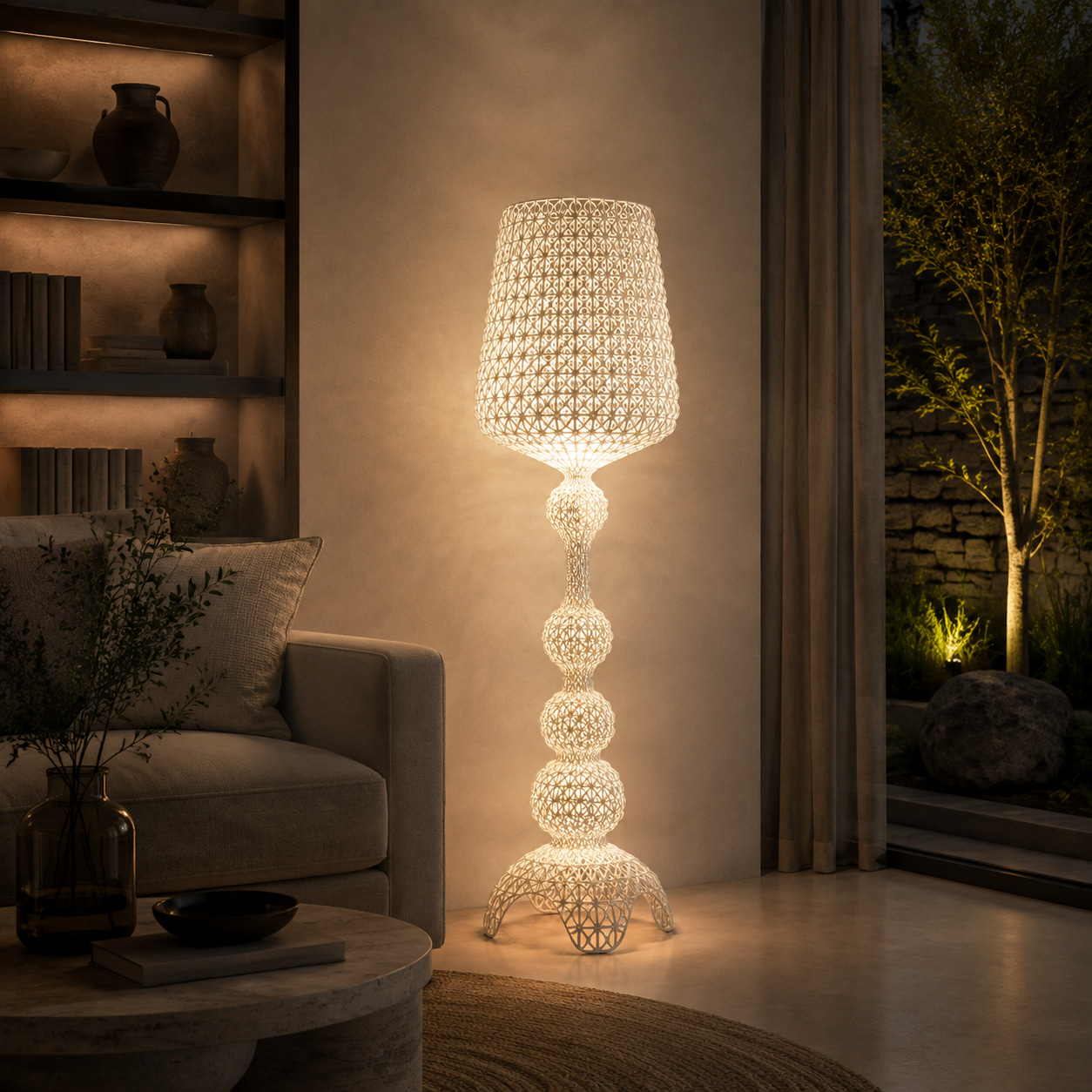 White Lattice Floor Lamp