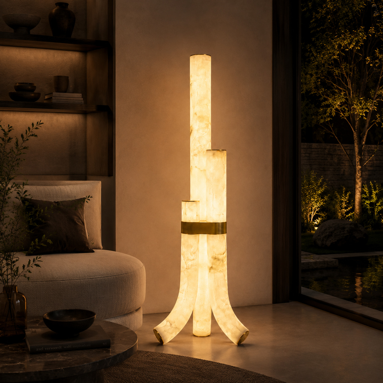 Alabaster Column Wall Light