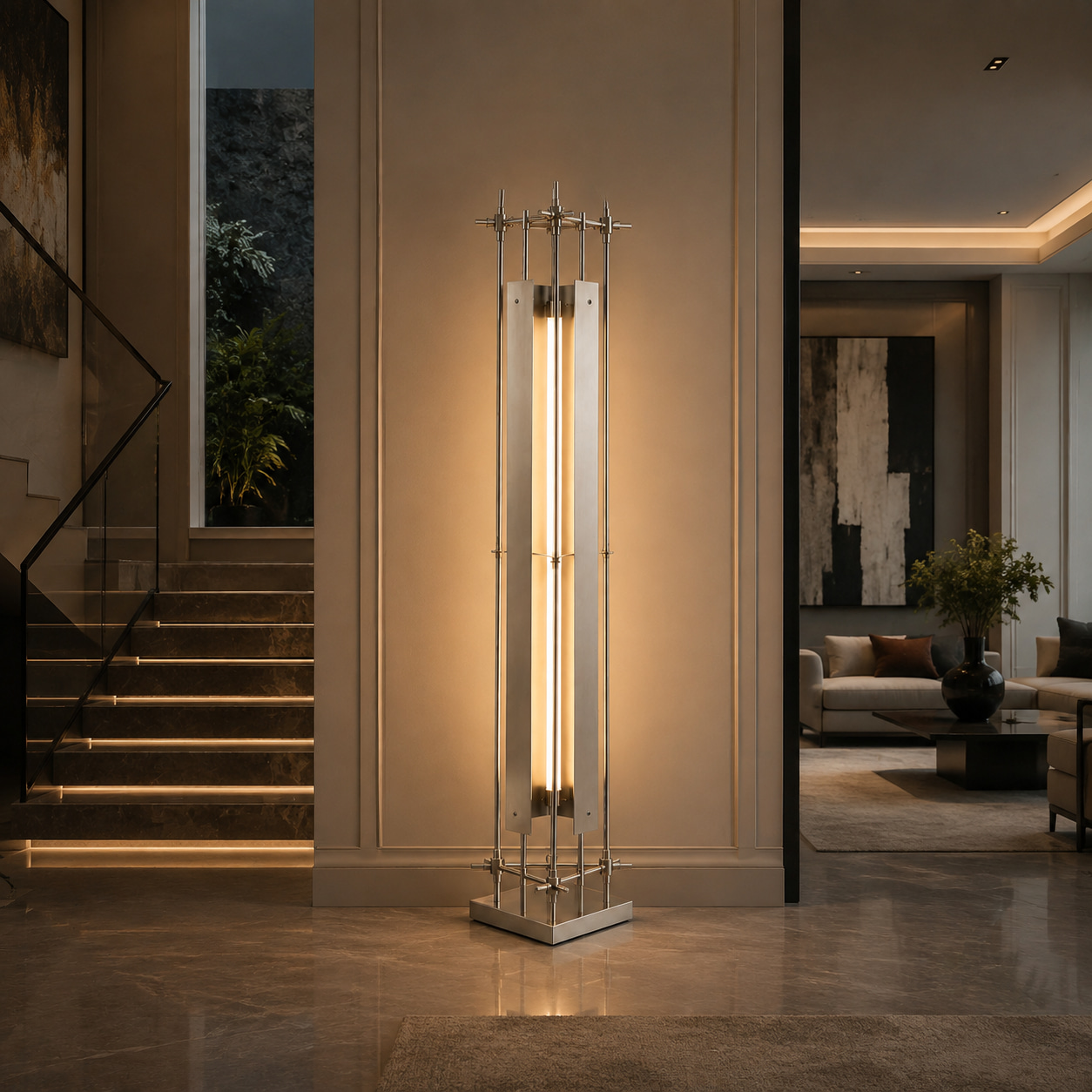 Metal Frame Linear Floor Lamp