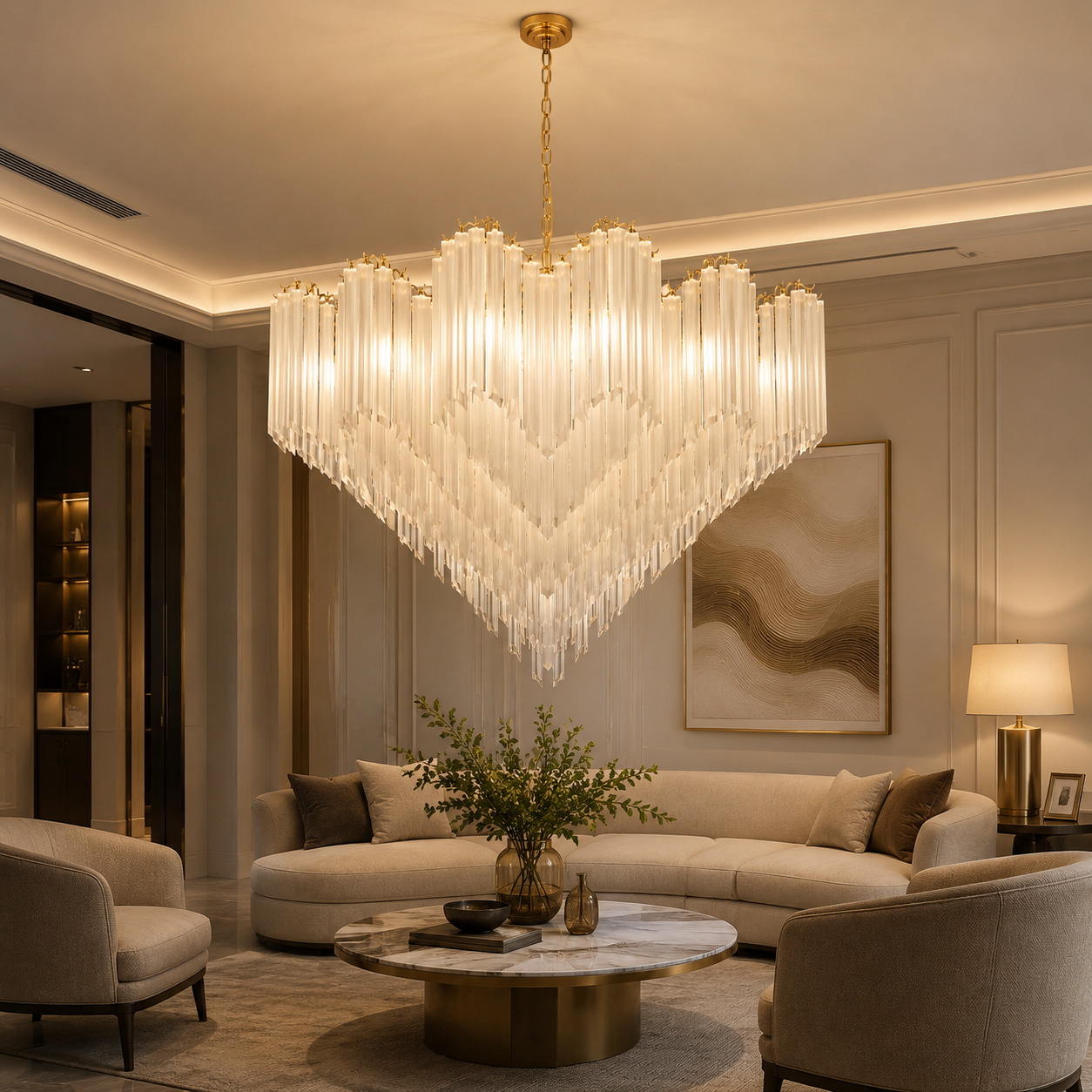 Luminous Cascade Chandelier
