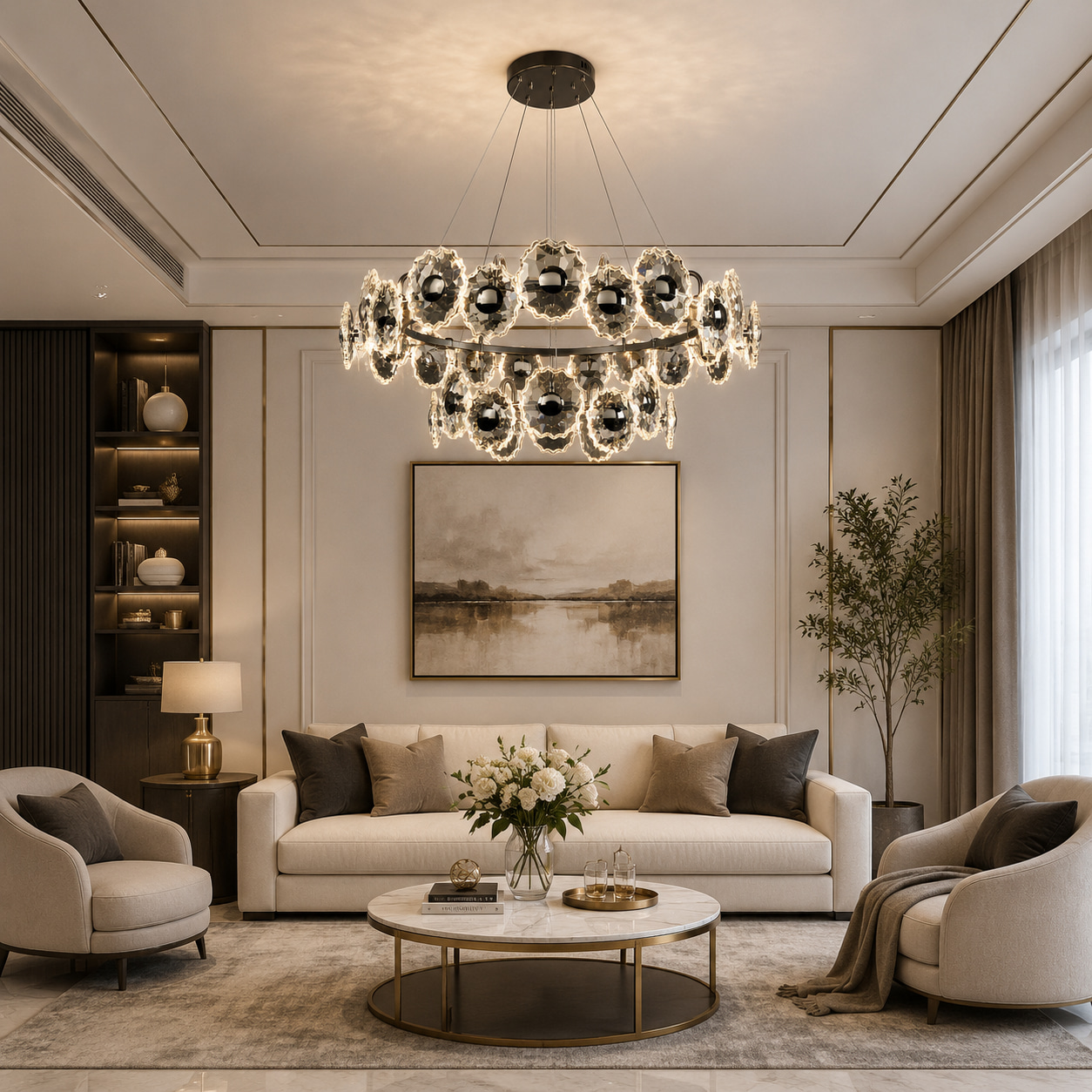 Smoked Crystal Floral Chandelier