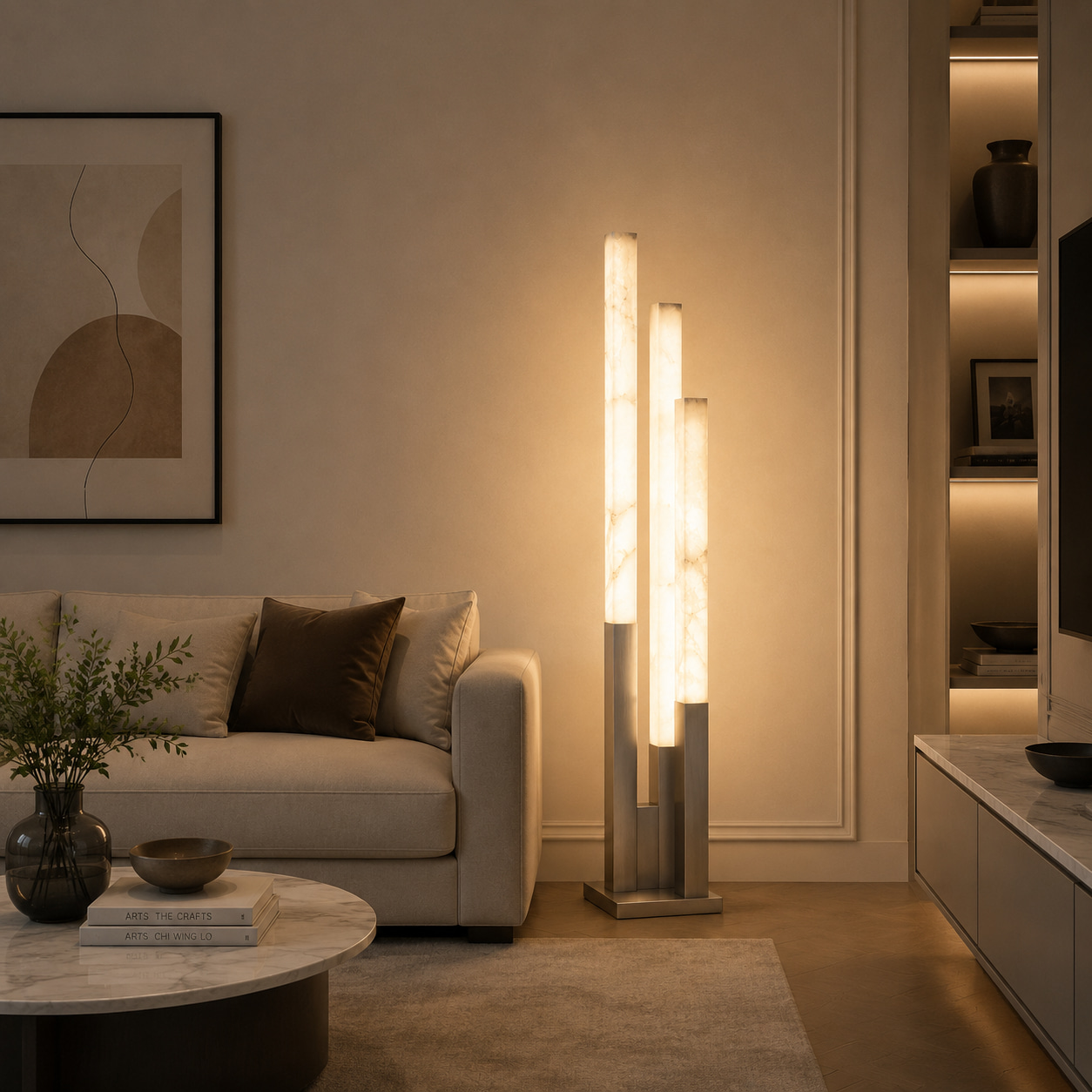 Triple Alabaster Column Floor Lamp