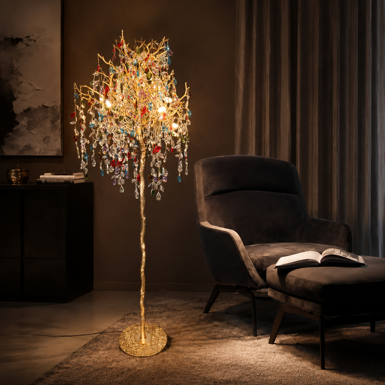 Color Crystal Tree Floor Lamp
