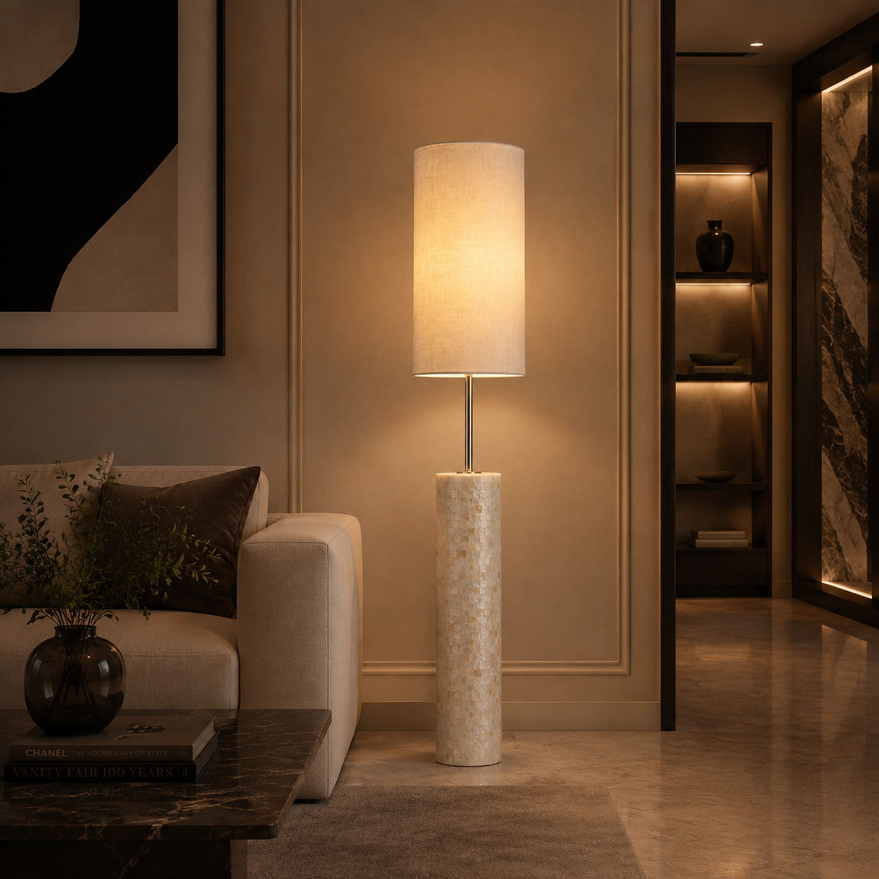 Shell Mosaic Column Floor Lamp