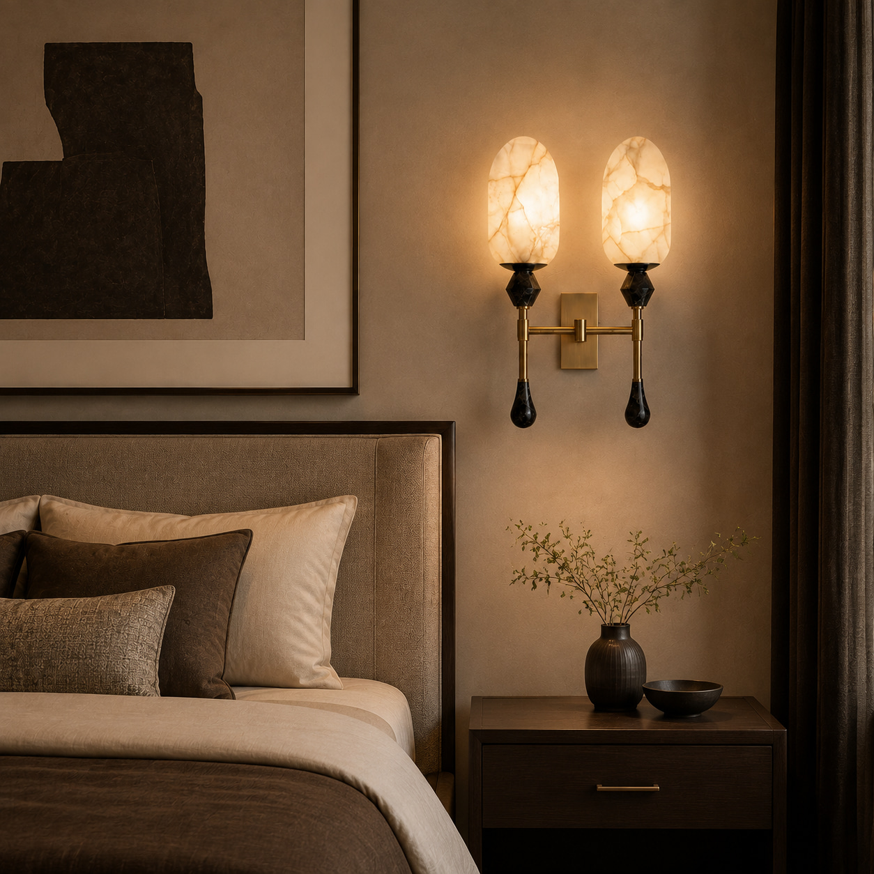 Twin Stone-Effect Wall Light
