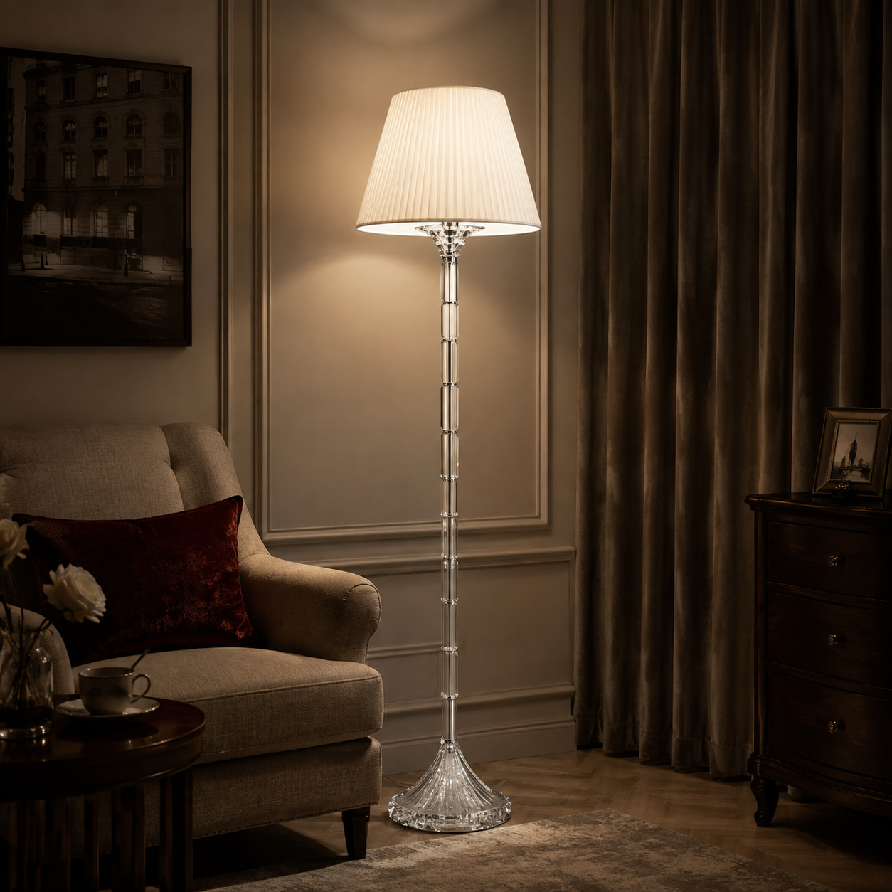 Crystal Rod Fabric Floor Lamp