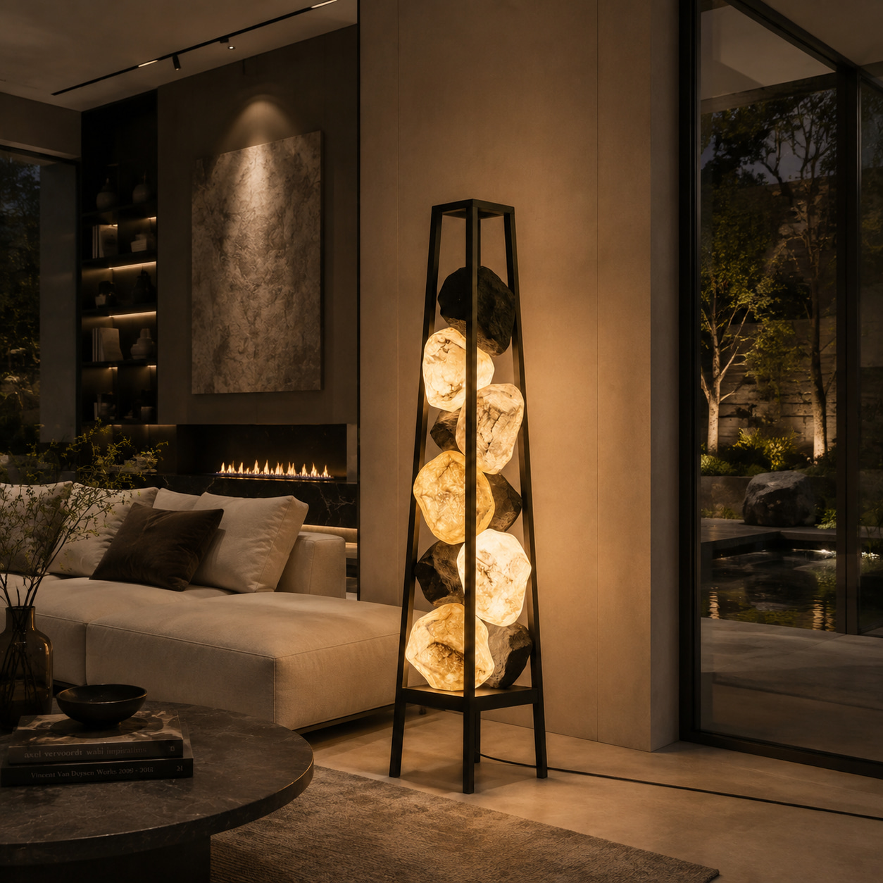 Stone Glow Tower Floor Lamp