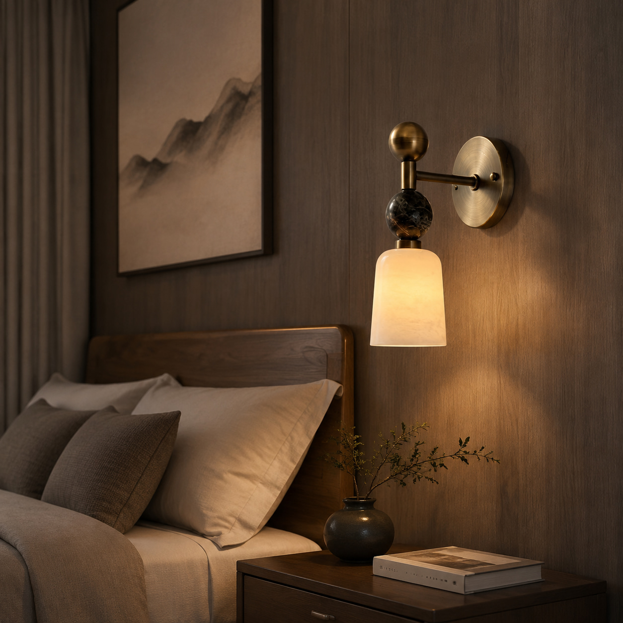 Obsidian Alabaster Wall Light