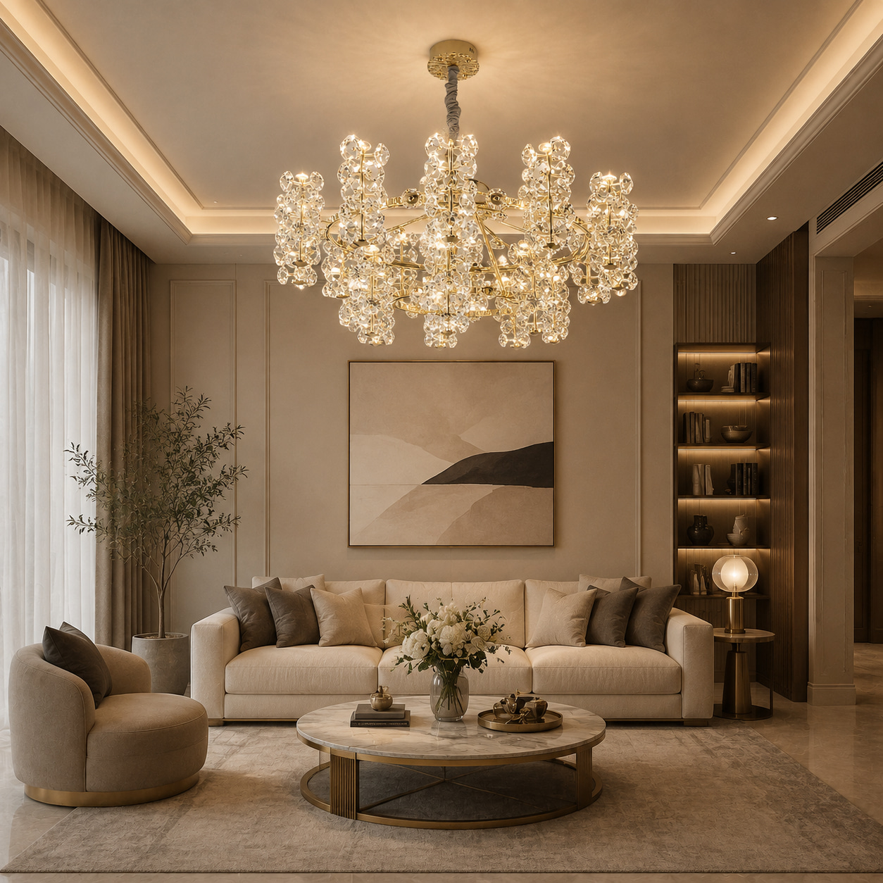 Golden Beaded Crystal Chand