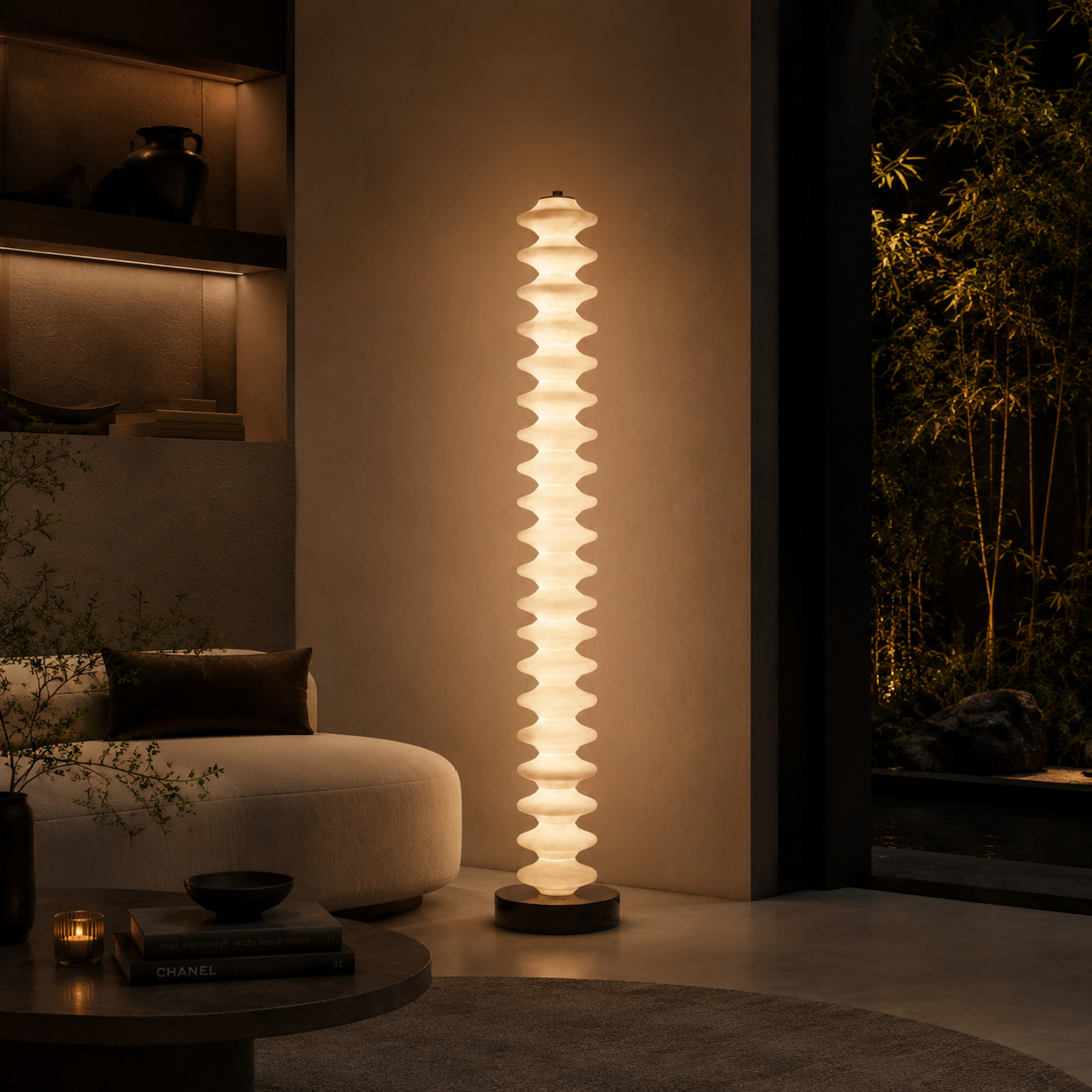 Alabaster Ripple Column Floor Lamp