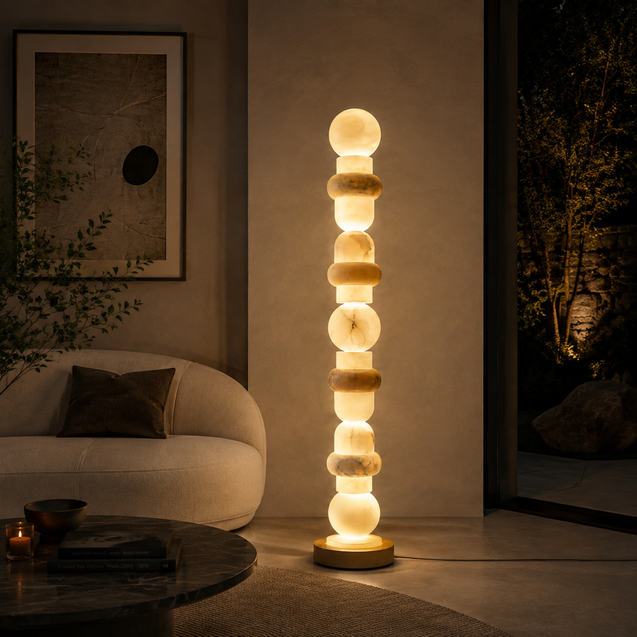 Alabaster Orb Column Floor Lamp