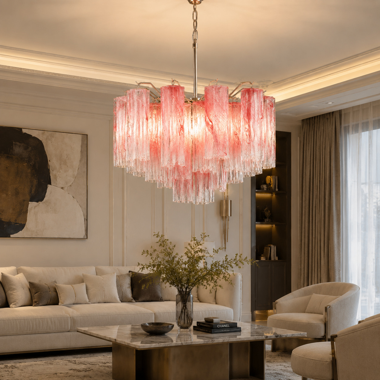 Blush Cascade Chandelier