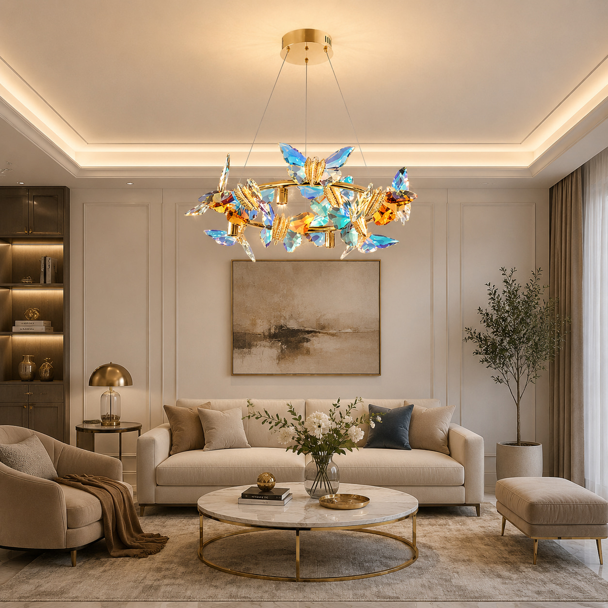 Iridescent Butterfly Crystal Chandelier