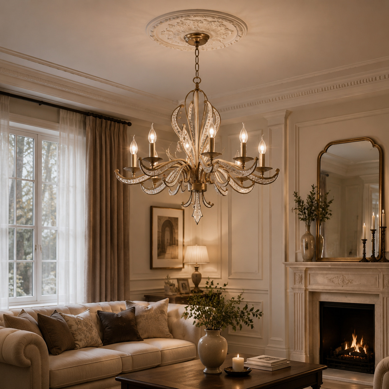 Leaf Crystal Vintage Chandelier