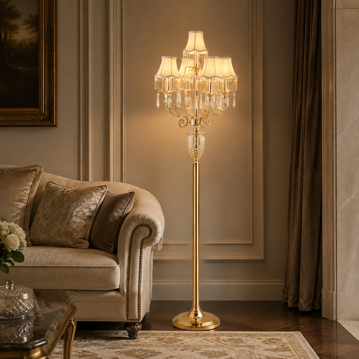 Golden Crystal Palace Floor Lamp