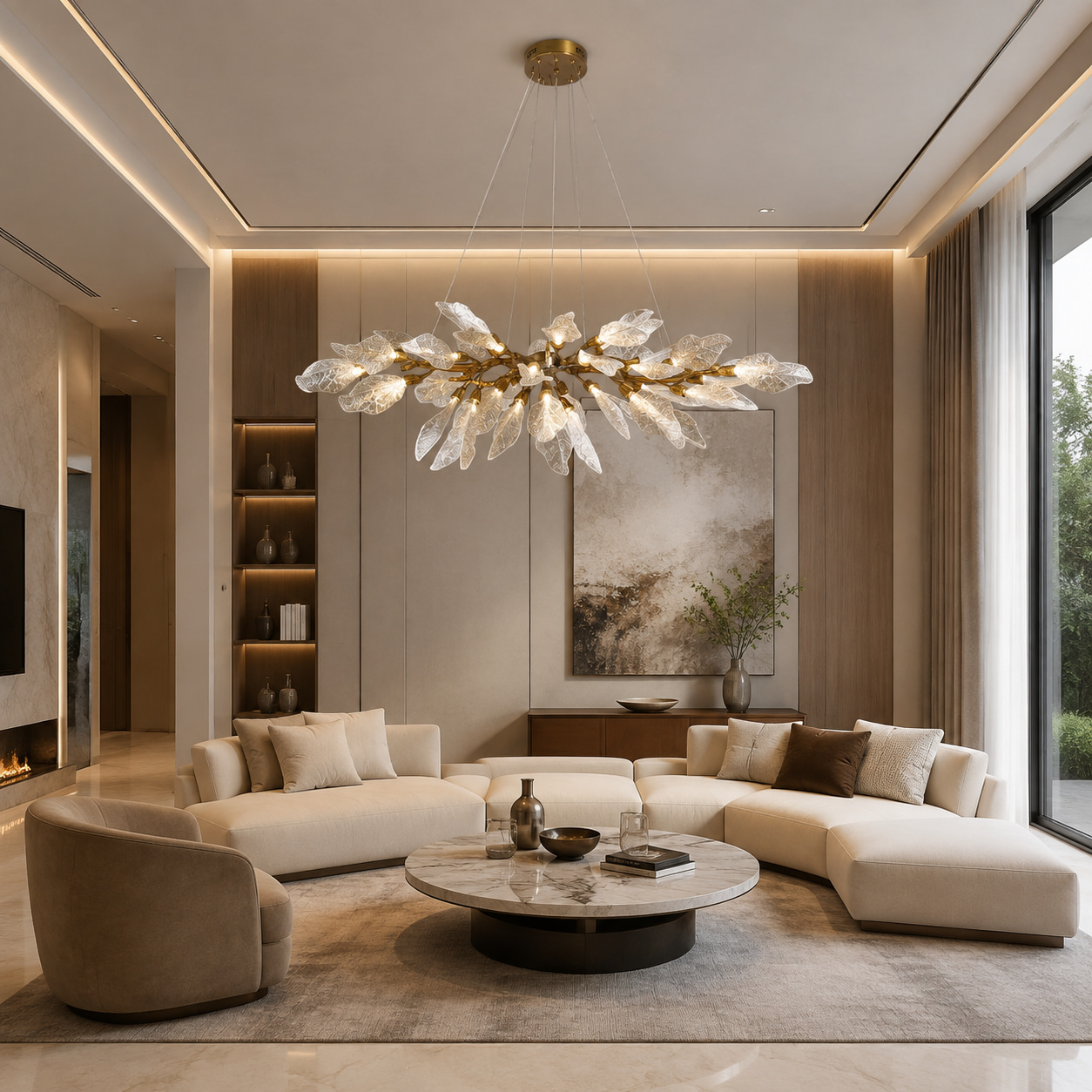 Golden Floral Pendant Light