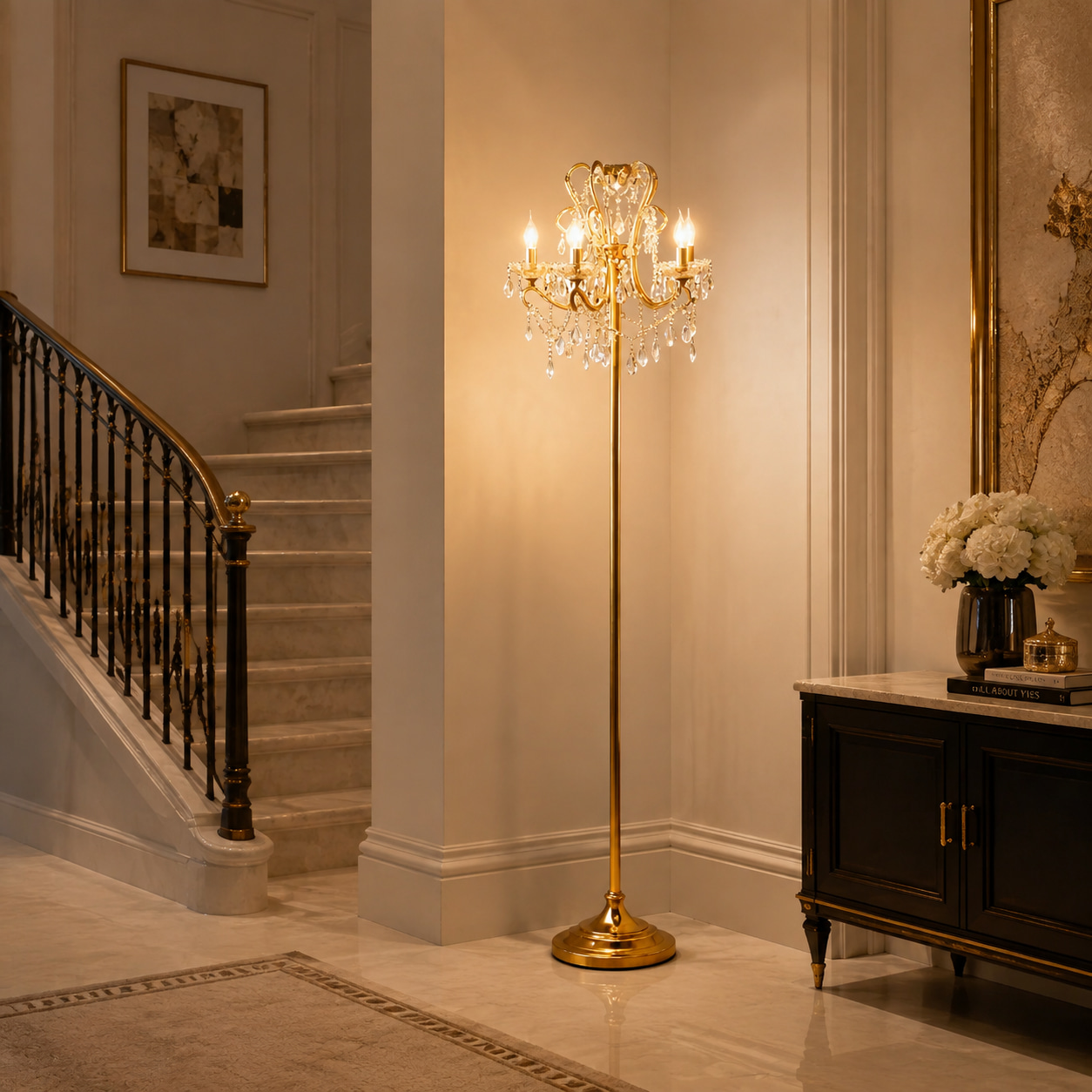 Golden Crystal Floor Lamp