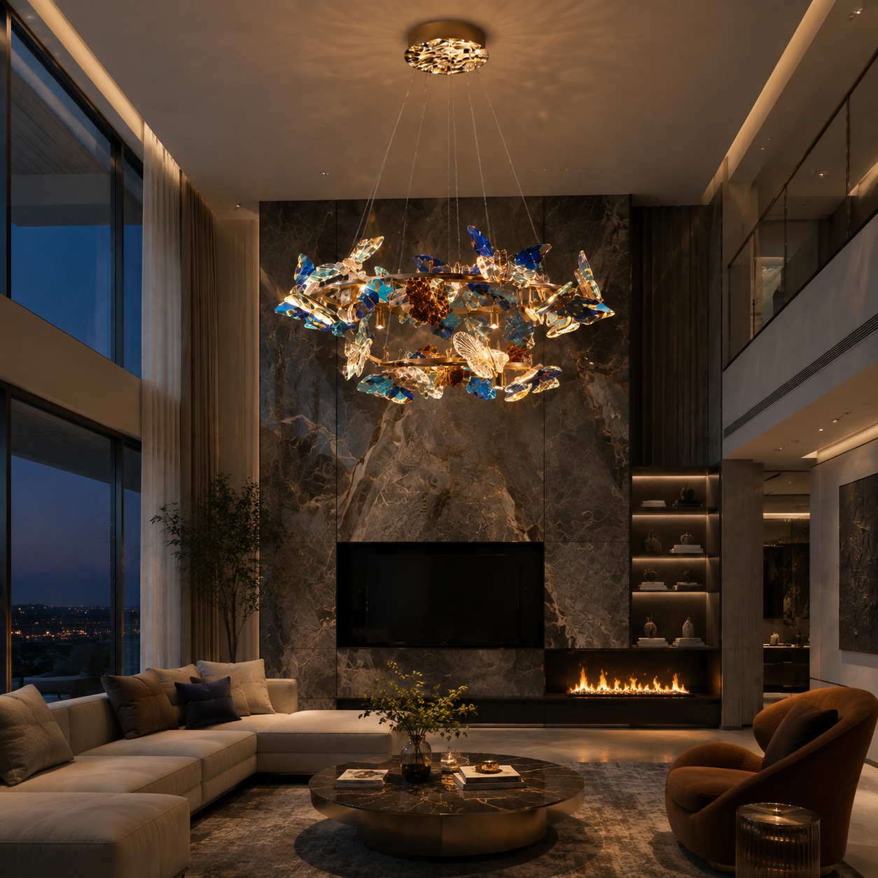 Blue Butterfly Ring Chandelier