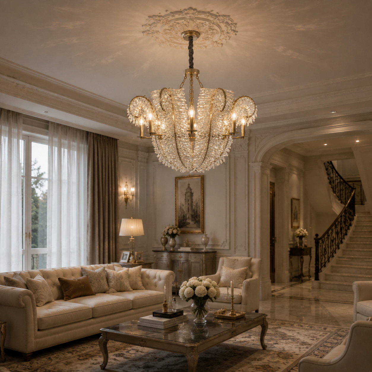 Feather Crystal Chandelier