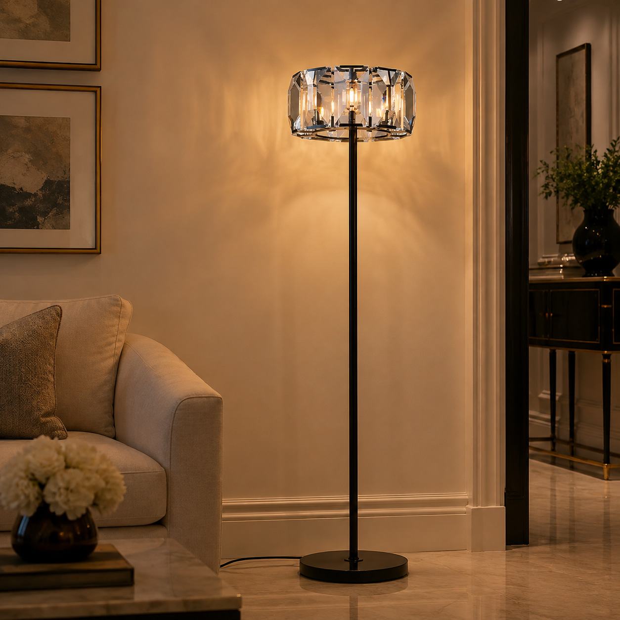 Crystal Black Gold Floor Lamp