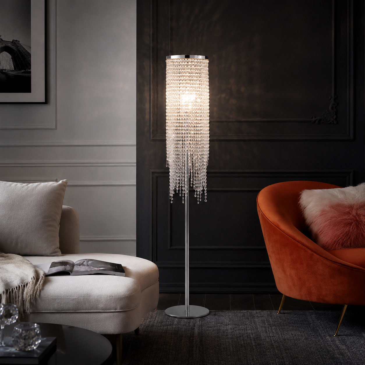 Curtain Crystal Floor Lamp